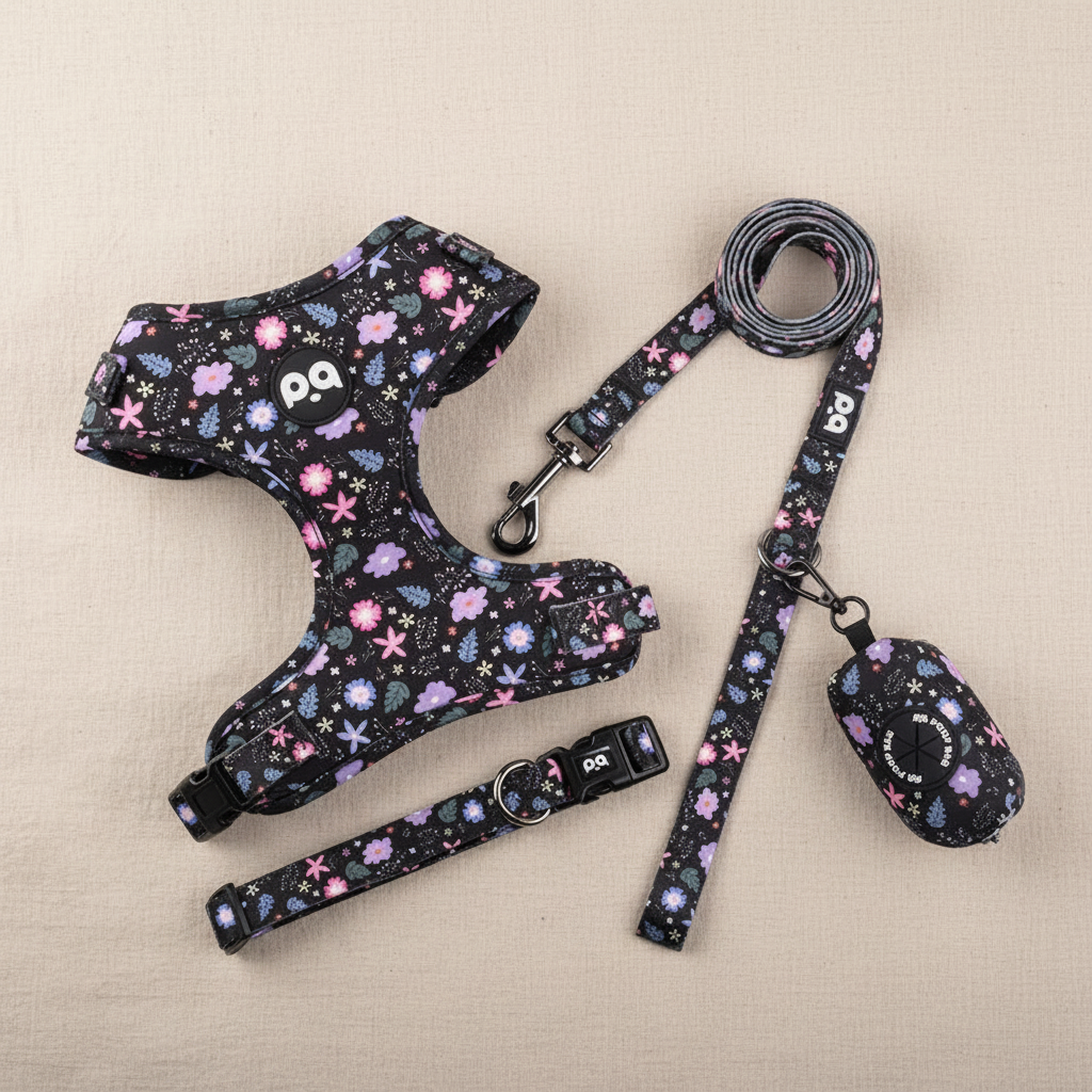 Set Vendôme Floral Noir — fond beige Duchesse